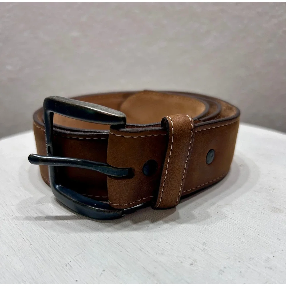 Justin Mens Brown Top Grain Leather Western Belt Made in USA 32 53709